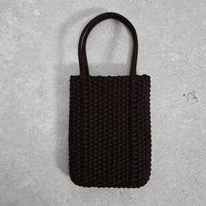 Elegant Black Woven Tiny Tote Bag